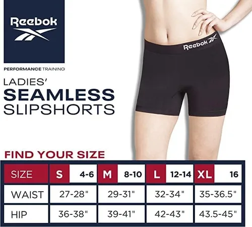 Vista 6 de Reebok Ropa interior para mujer y niño, paquete de 8 pantalones cortos sin costuras de pierna larga para mujer