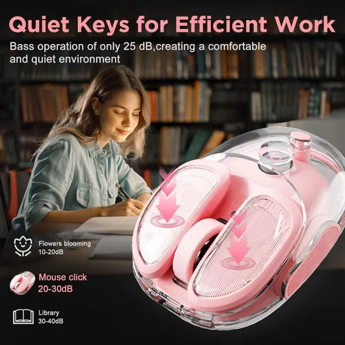 Vista 4 de Q9 Ratón de Computadora Inalámbrico, Ratón 2.4GHz/Bluetooth, Ratón Óptico Ergonómico con Iluminación RGB, Clics Silenciosos, 4800 DPI, 4 Niveles