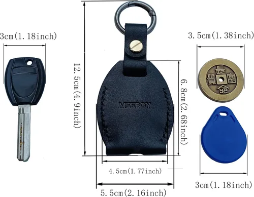 Vista 2 de Llavero hecho a mano de cuero con llavero protector de gran capacidad, funda protectora para llaves