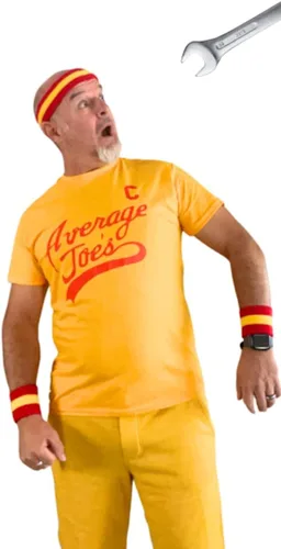 Vista 5 de DIRTYRAGZ Dodgeball - Juego de camiseta y bandas para el sudor, muñequeras retro con diadema, camisa de cosplay, disfraces divertidos de Halloween