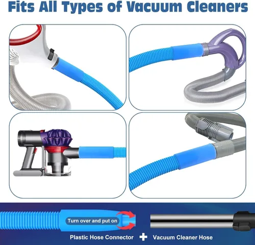 Vista 2 de Kit de Limpiador de Ventilación para Secadora PetOde, Accessorio Flexible para Aspiración de Pelusa Compatible con la Mayoría de Aspiradoras, Azul