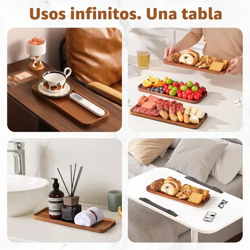 Vista 4 de Bandeja y bandeja de madera pequeña, mini tablas de charcutería, 10