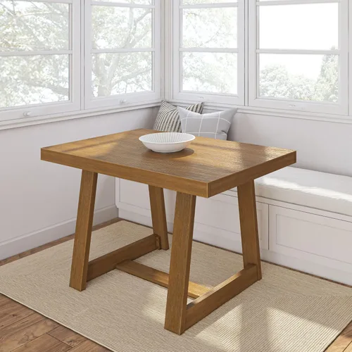 Vista 7 de Plank+Beam - Mesa de comedor de 48 pulgadas estilo granja, mesa de cocina rústica de madera maciza, mesa de comedor para el comedor, mobiliario