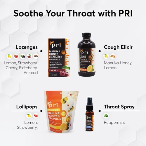 Vista 7 de P.R.I. Espray para la garganta de apoyo inmunológico con miel de manuka y propóleos, apoyo natural para el bienestar vocal y de garganta, sabor a