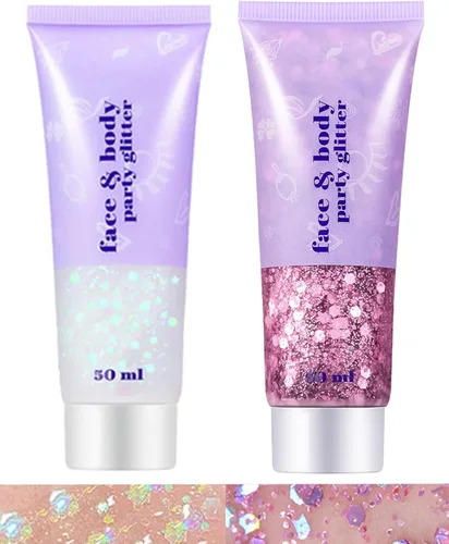 Vista 16 de Go Ho Brillantina azul para rostro y cuerpo, pintura facial azul de Halloween, gel brillante de sirena, lentejuelas gruesas holográficas para ojos