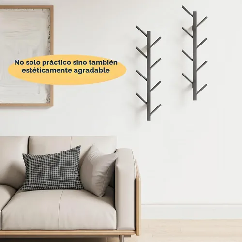 Vista 5 de Perchero de pared vertical de bambú para pared, perchero de pared, árbol, perchero, perchero flotante para sombreros, chaquetas, bolsos, entrada