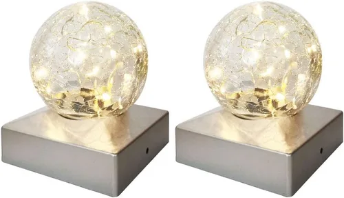 Vista 2 de SUNNYPARK Paquete de 2 luces solares para tapa de poste, luces impermeables para exteriores, para terraza, valla, patio, luces LED decorativas