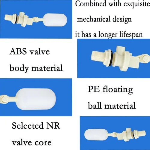 Vista 4 de Válvula de flotador de 1/2 pulgada, válvula automática de control de nivel de agua con brazo ajustable, PVC resistente a la corrosión para canal