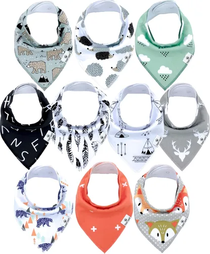 Vista 15 de Diaper Squad 10-Pack Organic Cotton Baby Bibs for Baby Boy, Girl