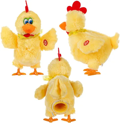 Vista 3 de Muñeca de juguete de animal de pollo de Pascua que pone huevo eléctrico loco juguete de pollo de felpa con música sonora