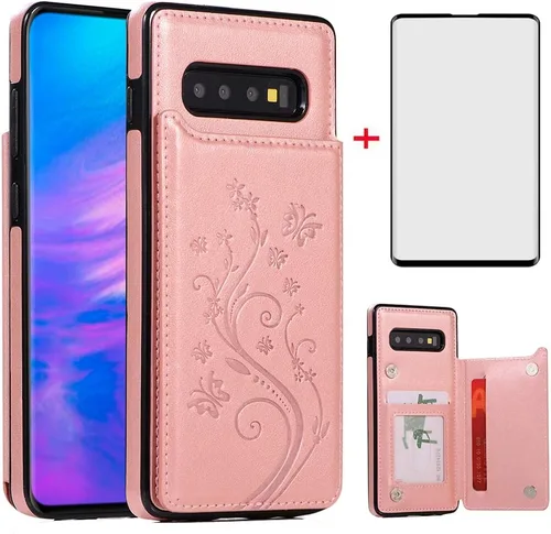 Vista 10 de Funda de teléfono para Samsung Galaxy S10 Plus con protector de pantalla de vidrio templado y tarjetero con soporte para tarjetero, accesorios