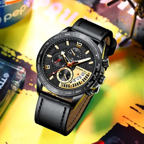 Vista 3 de CRRJU Relojes de lujo para hombre, correa de acero inoxidable y reloj de cuarzo deportivo casual impermeable para hombre, reloj único con fecha