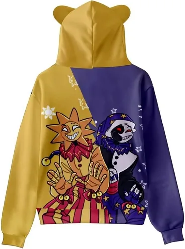 Vista 4 de Sudadera con capucha con forma de oreja de gato con estampado 3D de Sundrop y moondrop para hombre