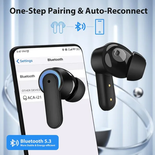 Vista 4 de Auriculares inalámbricos para iPhone 17 Air 16 15 Pro Max 14 Plus 13, auriculares Bluetooth 5.3 con cancelación de ruido con micrófono y graves
