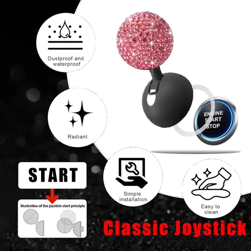 Vista 3 de Cubierta de Botón de Arranque de Coche con Diamantes Bling - Accesorios Lindos para Interior de Mujeres, Decoración de Botón de Arranque del Motor