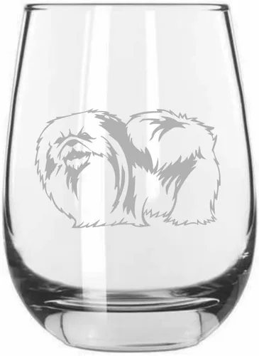 Vista 216 de Shar Pei (chino) - Vaso de vino sin tallo grabado para perro, 15.25 onzas