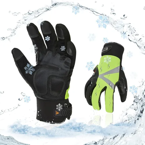 Vista 12 de Vgo 3M C100 - Guantes de trabajo de invierno de cuero sintético forrados (SL8777FW)