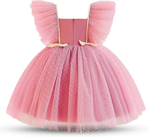 Vista 2 de TTYAOVO Vestido de fiesta de cumpleaños con apliques para niñas, vestido de princesa con flores, vestido de baile