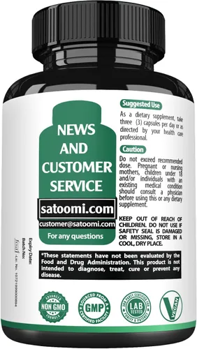 Vista 8 de Satoomi Suplemento de berberina con corteza de canela de Ceilán orgánica y melón amargo - 3 en 1-60 cápsulas veganas