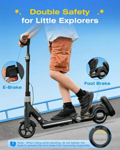 Vista 3 de ECOROAD 2-in-1 Kids Electric Scooter EK8,200W Motor & 9 Miles Range Negro