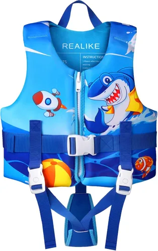Vista 12 de REALIKE Kids Swim Vest for Toddler Adjustable Safety Strap Swimming Aids for Toddlers Children Float Swimsuit, Suitable for Age 2-10 Years/22-88lbs
