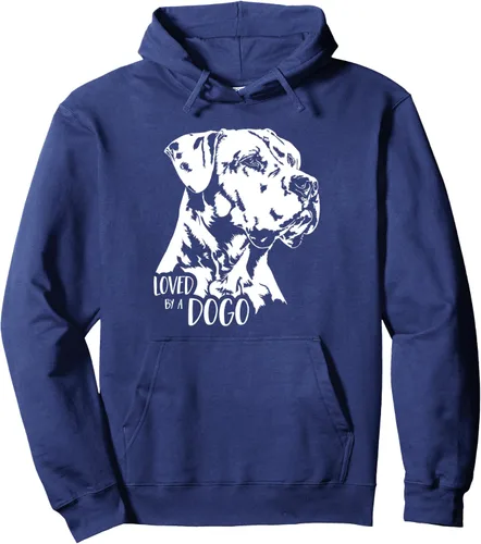 Vista 5 de Dogo Argentino Loved by a Dogo dog mom dog saying Pullover Hoodie Negro