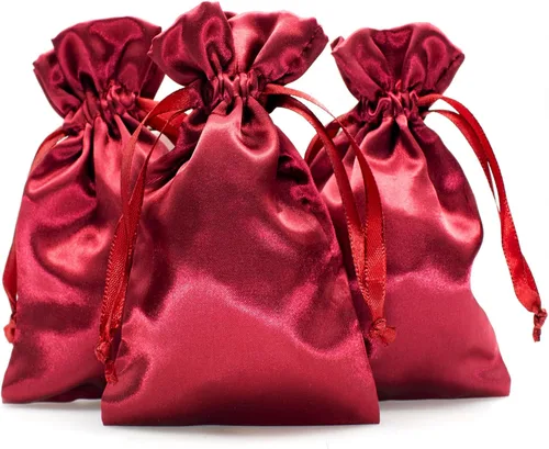 Vista 24 de Bolsas de regalo de satén azul bebé de 4 x 6 pulgadas, bolsas de joyería, bolsas de cordón para recuerdos de boda, baby shower, Navidad, 50 por