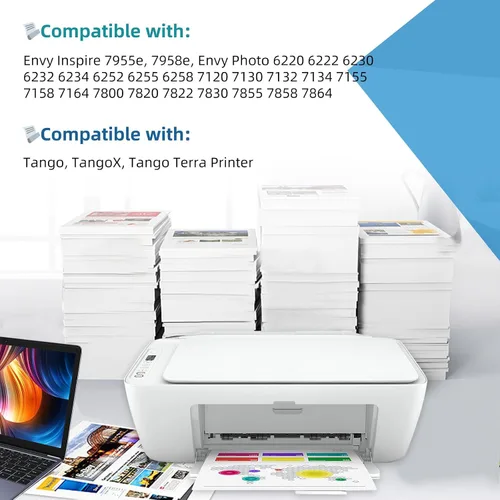 Vista 2 de 64XL - Cartucho de tinta remanufacturado de repuesto para HP Ink 64 HP64 XL (color negro, paquete de 2) a Envy Photo 7855 7858 7800 7100 7120 7155