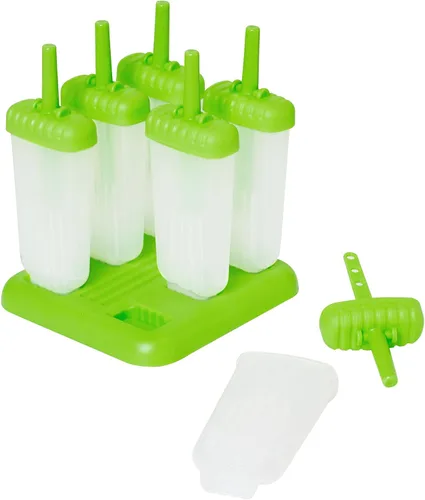Vista 7 de Tovolo Groovy - Juego de 6 moldes para paletas congeladas caseras, moldes reutilizables para paletas con palos y protector de goteo, aptos para Azul