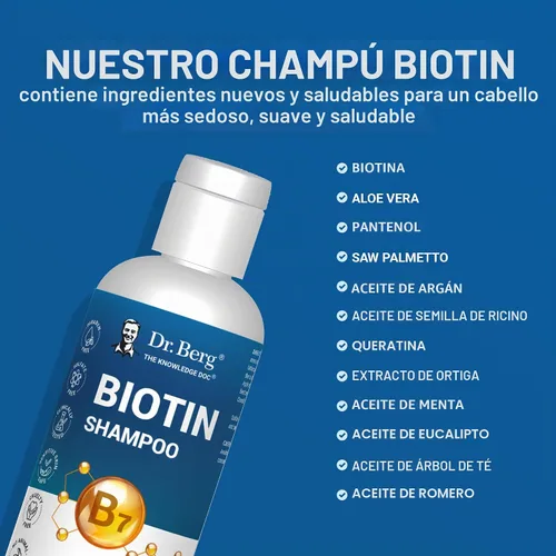 Vista 5 de Dr. Berg - Champú de biotina para hombres y mujeres (fórmula mejorada de alto rendimiento), probado y certificado de forma independiente, sin