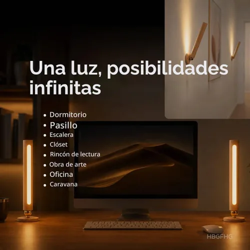 Vista 7 de Lámpara de pared de madera con rotación de 360°, aplique magnético Madera de haya 1 pieza