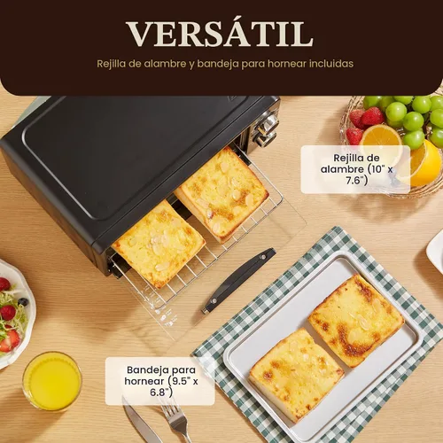Vista 6 de Elite Gourmet ETO490 horno tostador de encimera de 9L/4 rebanadas con temporizador de 30 minutos, control de temperatura ajustable, incluye bandeja
