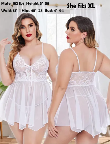 Vista 6 de Avidlove Lencería para mujer, babydoll de encaje, camisón de malla, camisón de noche, lencería seductora