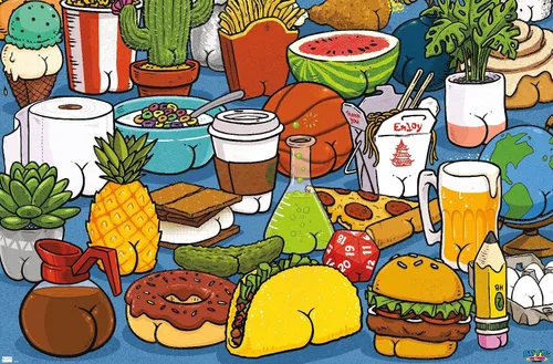 Vista 9 de Trends International Brian Cook: Butts on Things - Póster de pared de alimentos, 22.4 pulgadas de largo x 14.7 pulgadas, versión enmarcada de madera