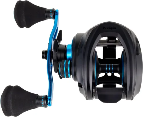 Vista 7 de Reaction Tackle Carrete de pesca ProSpin Baitcasting, marco de aluminio, relación de engranaje 6.8:1, rodamientos lisos 11+1, lanzador de cebo