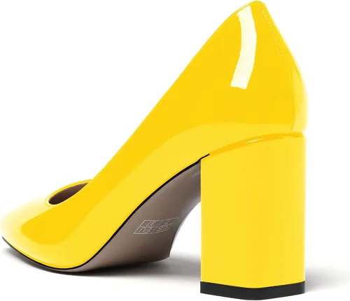 Vista 7 de WAYDERNS Zapatos de tacón alto con puntera cuadrada sólida para mujer, de 3 pulgadas
