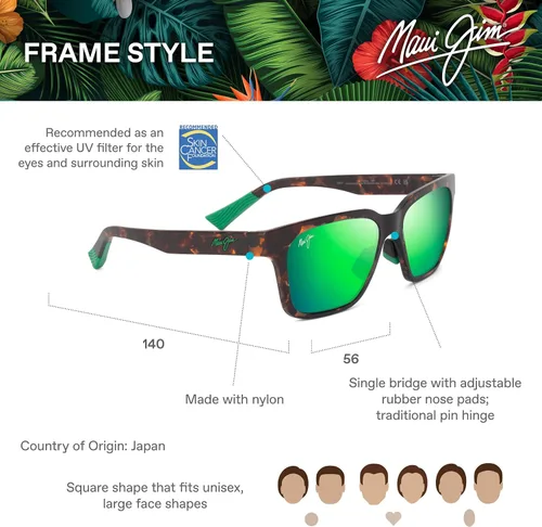 Vista 6 de Maui Jim Gafas de sol cuadradas Punikai