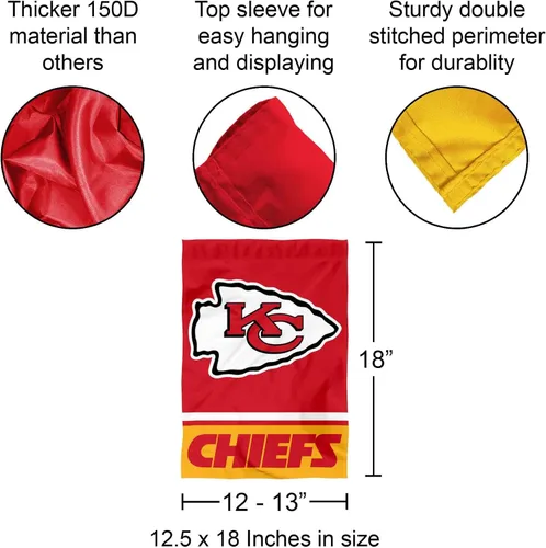 Vista 3 de Bandera de jardín de doble cara de Kansas City Chiefs