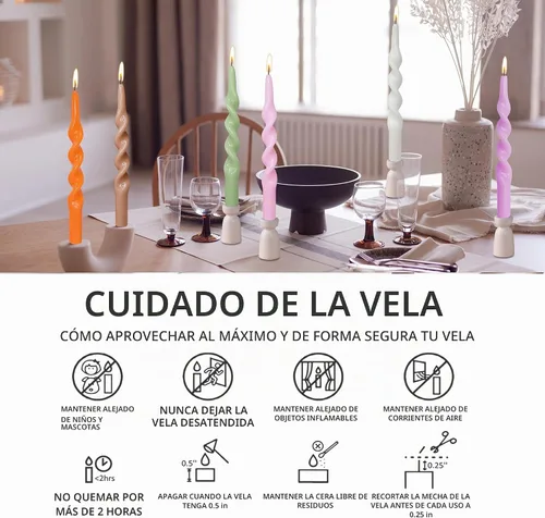 Vista 6 de Pink Candlesticks - Juego de 2 velas cónicas en espiral, sin perfume, de 10 pulgadas de largo, velas cónicas sin perfume para decoración del hogar