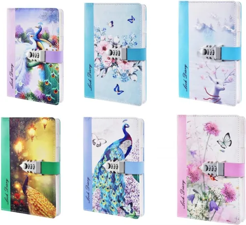 Vista 4 de Diario de bloqueo A5 con combinación de bloqueo, cuaderno personalizado para escritura (estilo 5)