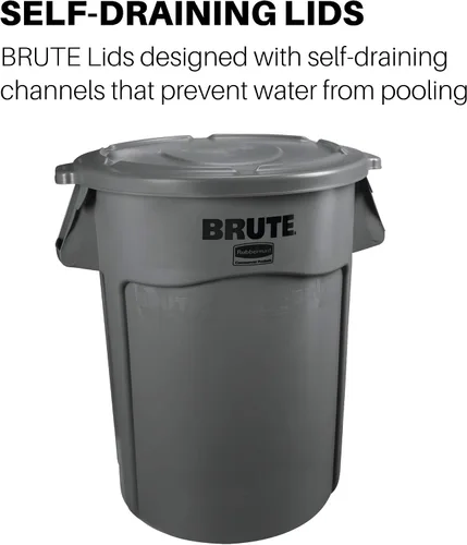 Vista 2 de Rubbermaid Commercial Products BRUTE - Tapa redonda para basura/basura, color negro, compatible con contenedor BRUTE de 32 galones, paquete de 6
