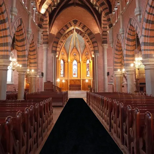 Vista 31 de FUHSY Camino de pasillo negro de 15 x 2 pies para boda, para exteriores, interiores, iglesia, pasillo, alfombra para fiesta, corredores negros