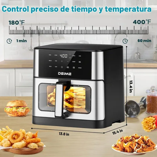 Vista 3 de Freidora de aire DEIME 10.2 QT sin aceite de 1700W de gran capacidad con horno freidoras de aire cocina saludable con 10 ajustes preestablecidos