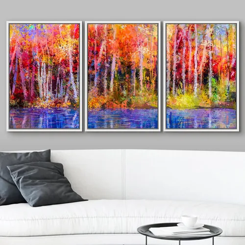 Vista 40 de wall26 Lienzo enmarcado para pared, juego de arte de acuarela pastel, paisaje rural, ilustraciones con formas abstractas, arte moderno, decorativo