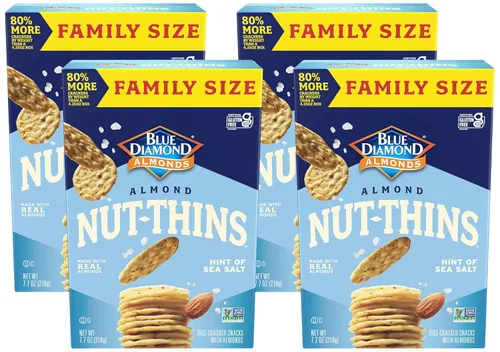 Vista 13 de Blue Diamond Almonds Nut-Thins Galletas Crujientes Sin Gluten, Queso Cheddar, Tamaño Familiar, 7.7 oz