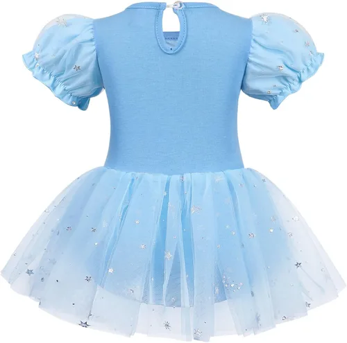 Vista 2 de Eledobby Ropa de princesa para bebés y niñas, enterizo con diadema, disfraz de Halloween, vestido de fiesta de cumpleaños