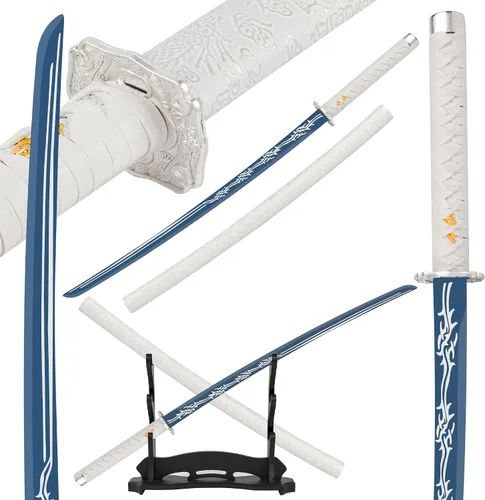 Vista 8 de Espada Katana japonesa hecha a mano, espada samurái de acero al carbono sin afilar con vaina, espada de espiga completa para colección, exhibición