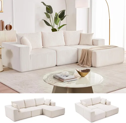 Vista 11 de Sofá seccional modular de 108", sofá seccional Cloud con asiento profundo, sofá modular moderno en forma de L con chaise, sofás tapizados sin Beige