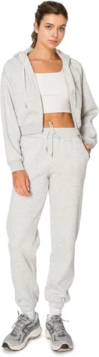 Vista 46 de Cali1850 Pantalón deportivo Cloud Nine Fleece para mujer, cintura alta, ajuste holgado, dos bolsillos, cintura elástica con cordón