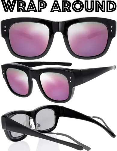 Vista 2 de The Fresh - Lentes de sol polarizados, de alta definición y envolventes para uso sobre anteojos - Estuche de piel para anteojos